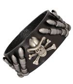 Bullet Danger Shape Funky 100% Genuine Handcrafted Rhodium Black Adjustable Leather Bracelet Boys
