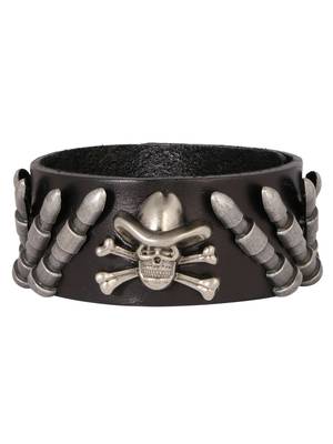 Bullet Danger Shape Funky 100% Genuine Handcrafted Rhodium Black Adjustable Leather Bracelet Boys 2