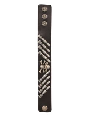 Bullet Danger Shape Funky 100% Genuine Handcrafted Rhodium Black Adjustable Leather Bracelet Boys 3