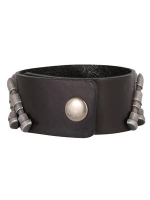 Bullet Danger Shape Funky 100% Genuine Handcrafted Rhodium Black Adjustable Leather Bracelet Boys 4