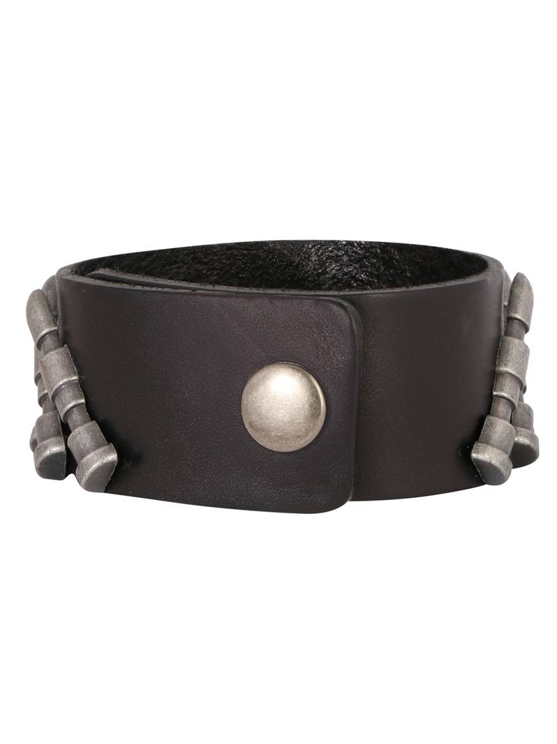 Bullet Danger Shape Funky 100% Genuine Handcrafted Rhodium Black Adjustable Leather Bracelet Boys
