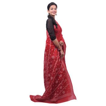 Maroon embroidered georgette saree with blouse 2