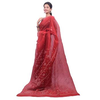 Maroon embroidered georgette saree with blouse 3