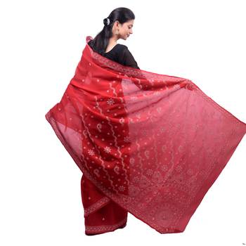 Maroon embroidered georgette saree with blouse 4