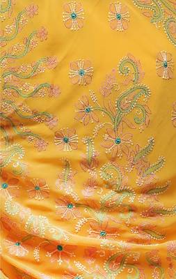 Yellow embroidered georgette saree with blouse 4