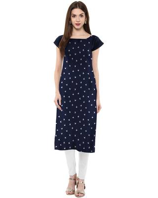 Blue printed crepe kurti 1