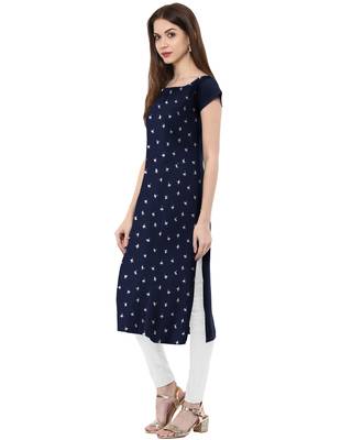 Blue printed crepe kurti 2