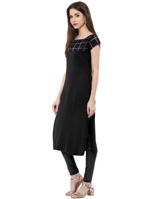 Black printed crepe kurti 2
