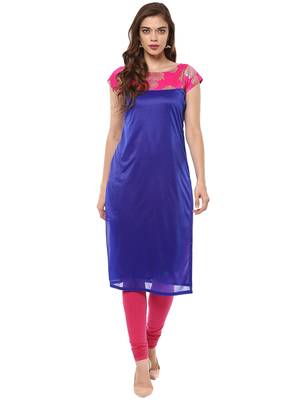 Blue printed lycra kurti 1