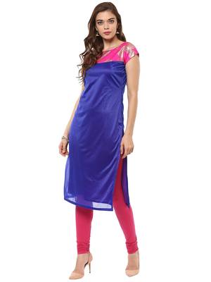 Blue printed lycra kurti 2