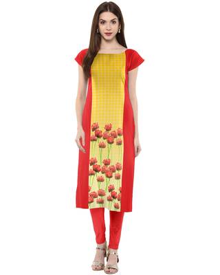 Yellow printed crepe kurti 1