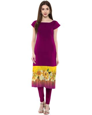 Purple printed crepe kurti 1