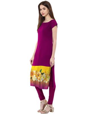 Purple printed crepe kurti 2