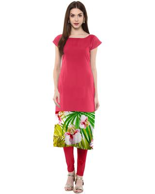 Pink printed crepe kurti 1