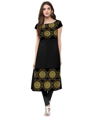 Black printed crepe kurti 1