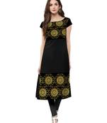 Black printed crepe kurti
