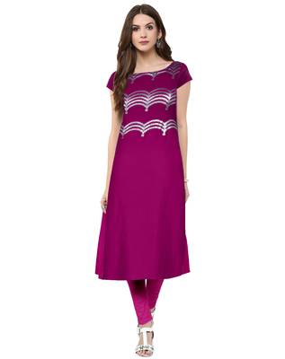 Magenta printed crepe kurti 1