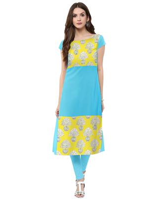 Blue printed crepe kurti 1