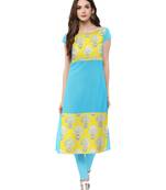 Blue printed crepe kurti