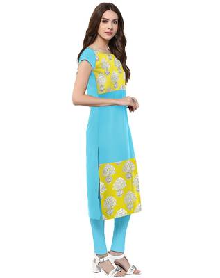 Blue printed crepe kurti 2