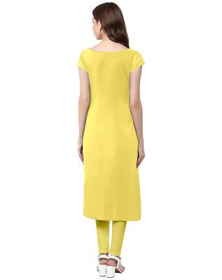 Yellow printed crepe kurti 3