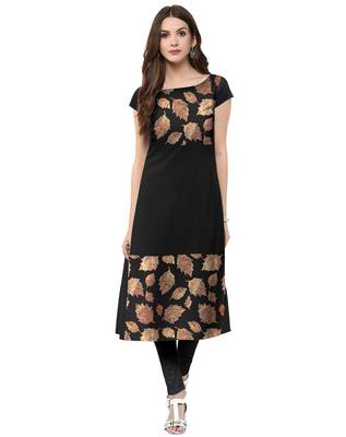 Black printed crepe kurti 1