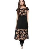 Black printed crepe kurti