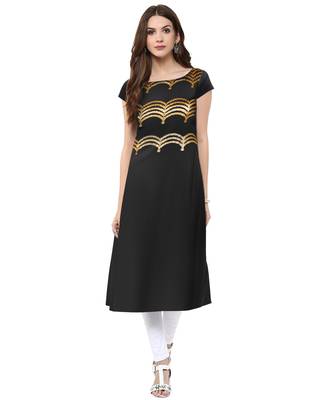 Black printed crepe kurti 1