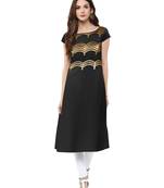Black printed crepe kurti
