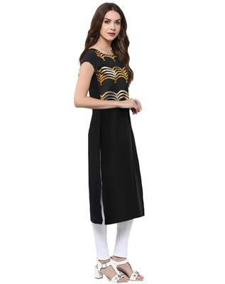 Black printed crepe kurti 2