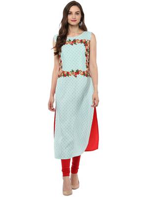 Blue printed crepe kurti 1
