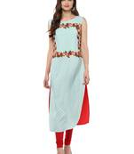 Blue printed crepe kurti
