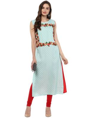 Blue printed crepe kurti 2