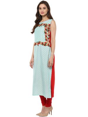 Blue printed crepe kurti 4