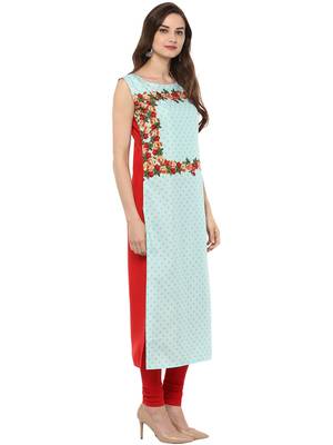 Blue printed crepe kurti 5