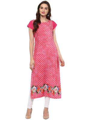Red printed crepe kurti 1