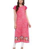 Red printed crepe kurti