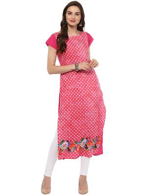 Red printed crepe kurti 2