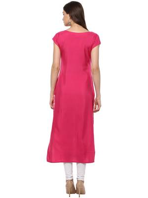 Red printed crepe kurti 3