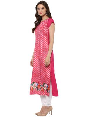 Red printed crepe kurti 4