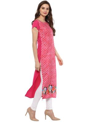 Red printed crepe kurti 5