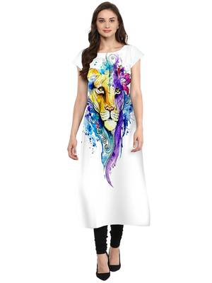 White printed crepe kurti 1