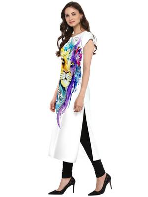 White printed crepe kurti 2