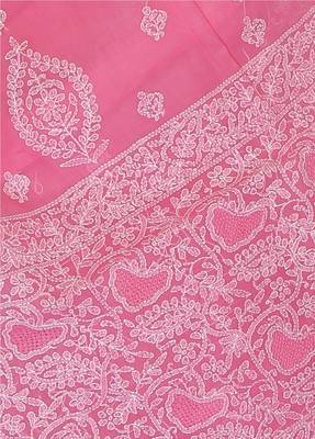 Pink embroidered georgette saree with blouse 4