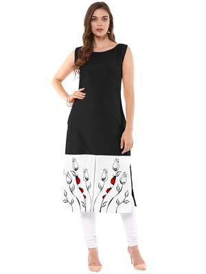 Black printed crepe kurti 1