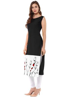 Black printed crepe kurti 2