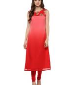 Red printed georgette kurti