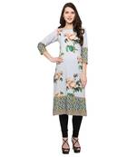 Light white printed crepe kurti