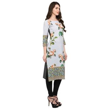 Light white printed crepe kurti 2