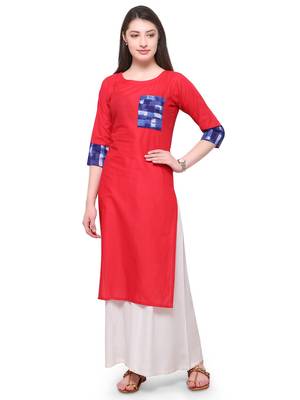 Red printed cotton kurti 1